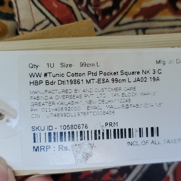 NWT Fabindia Hand Block Print Tunic with Pockets - Picture 9 of 11